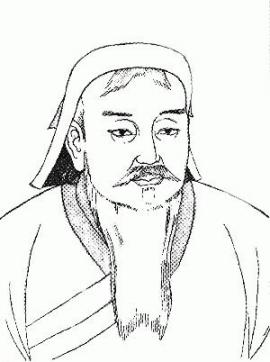 Чингисхан. Рожден в 1155, провозглашен ханом в 1206, скончался в 1227 