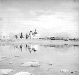 Урик. Вид На церковь Спаса Нерукотворного Образа. Фото Ю. Попова. 2001 г.