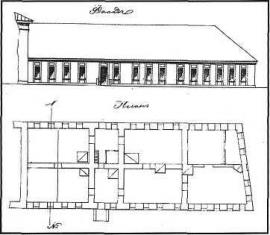 Чертеж каменного одноэтажного дома, занятого окружным штабом. 1876 г.