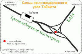 Схема железнодорожного узла Тайшета